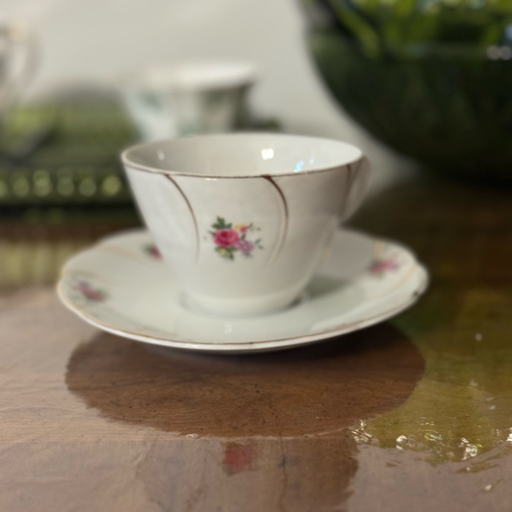 Floral Teacup and Saucer Set